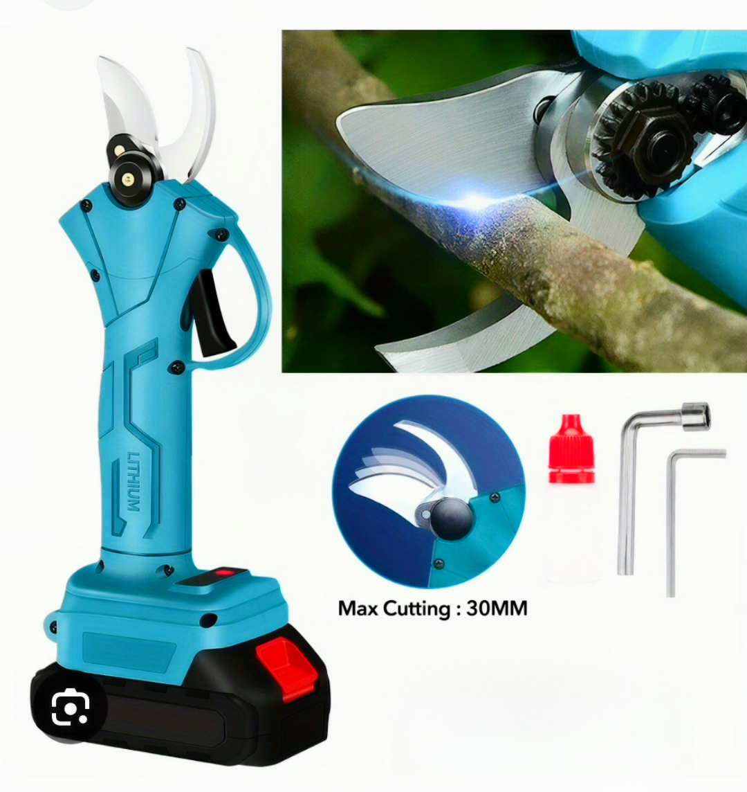 CORDLESS GARDENING SHEAR ΗΛΕΚΤΡΙΚΟ ΨΑΛΙΔΙ ΜΕ 2 ΜΠΑΤΑΡΙΕΣ 30mm