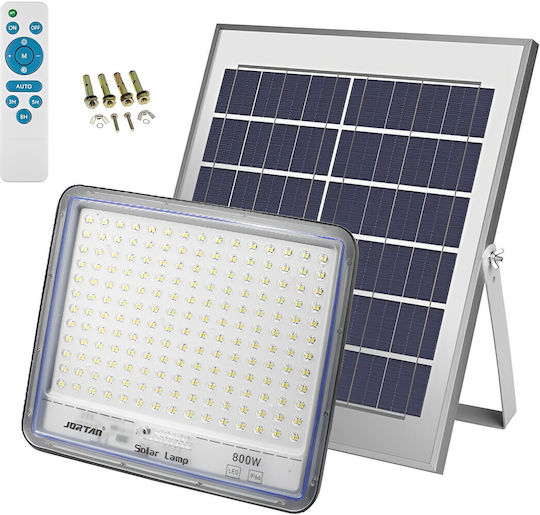Jortan Στεγανός Ηλιακός Προβολέας LED 800W Ψυχρό Λευκό 6500K με Τηλεχειριστήριο IP66