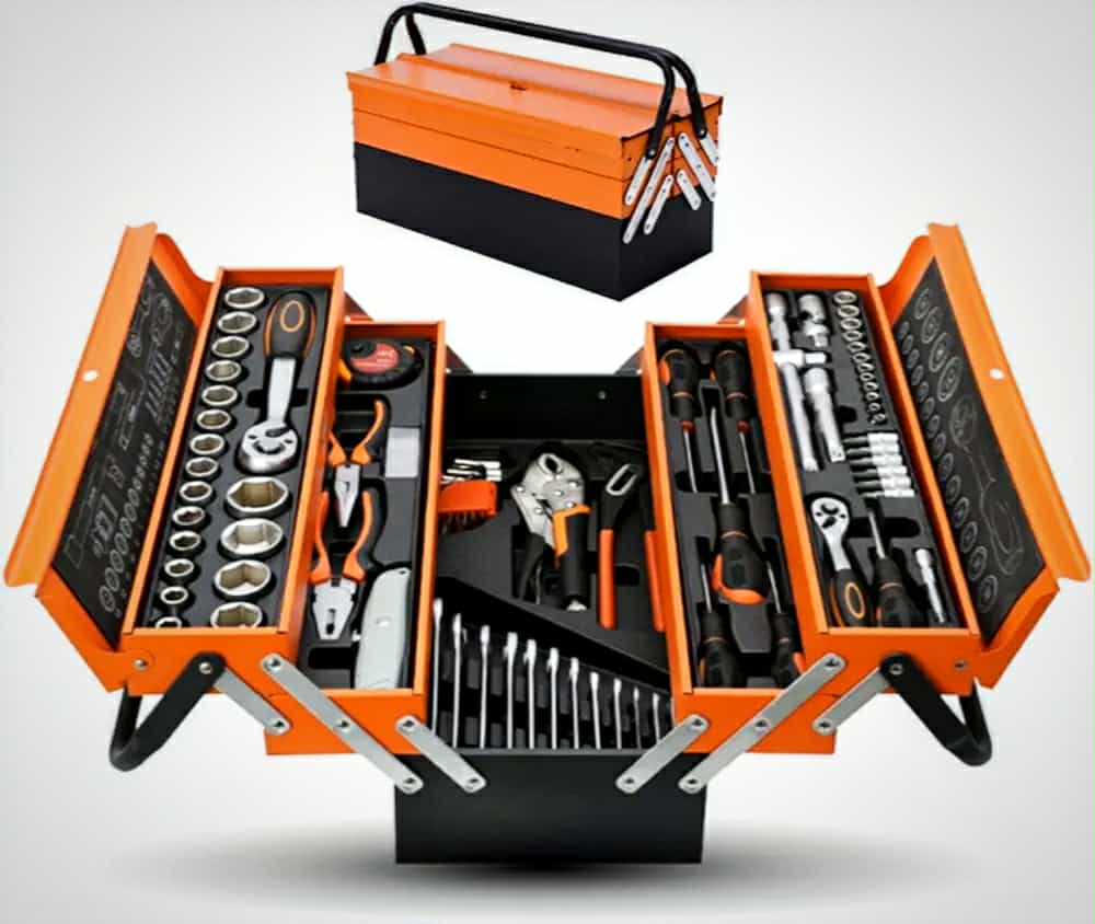 PROFESSIONAL METAL SUITCASE WITH 85 TOOLS 1/4 1/2