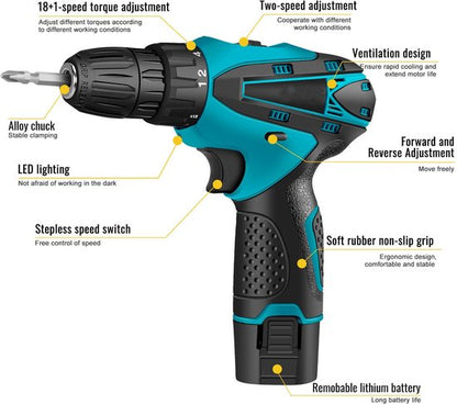 DEUTSCHE STAHL 2 PIECES IMPACT DRILL 2 BATTERIES