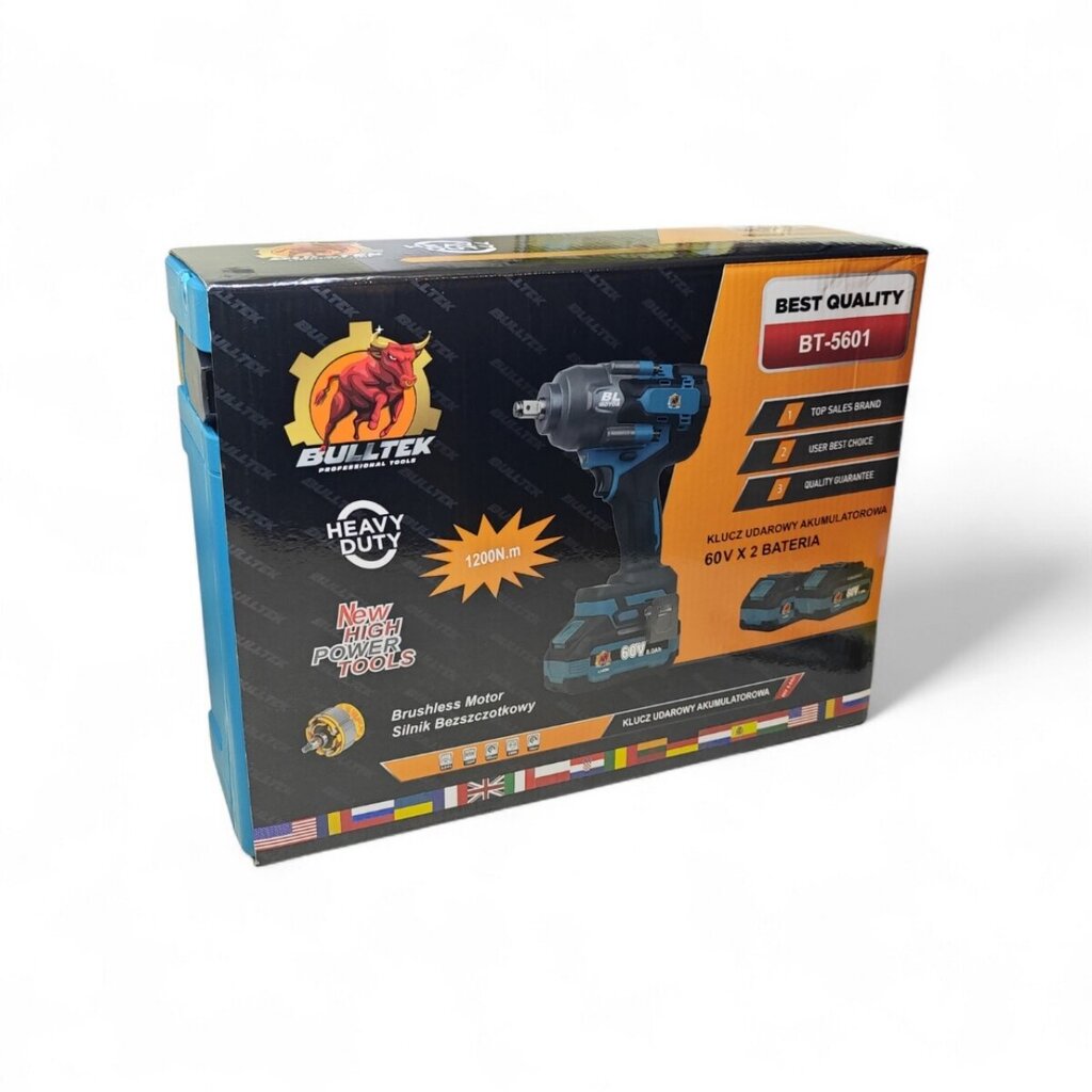 BULLTEK Μπουλονόκλειδο 60V Brushless 1200 N.m με 2 Μπαταρίες 8Ah
