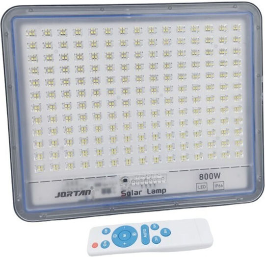 Jortan Στεγανός Ηλιακός Προβολέας LED 800W Ψυχρό Λευκό 6500K με Τηλεχειριστήριο IP66