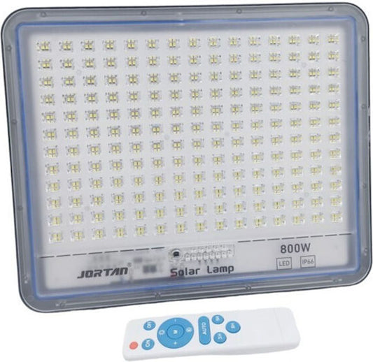Jortan Στεγανός Ηλιακός Προβολέας LED 800W Ψυχρό Λευκό 6500K με Τηλεχειριστήριο IP66