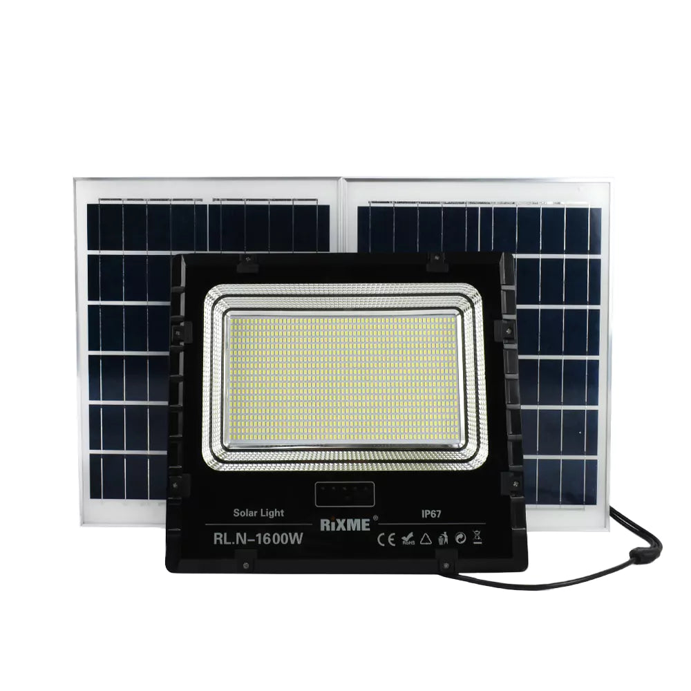 Ηλιακός προβολέας Rixme 1.600w με 2 σολαρ πανελ