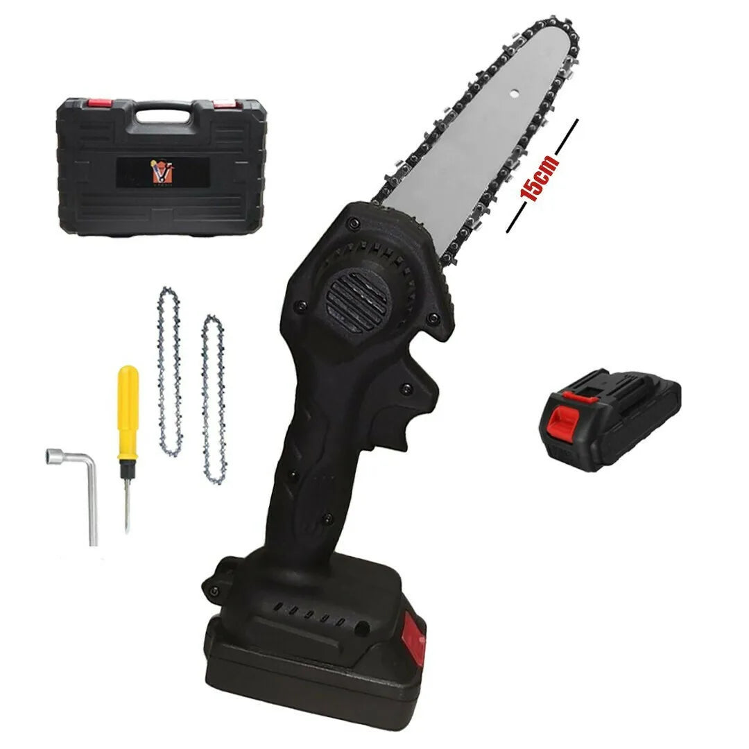 6 INCH CHAINSAW WITH 1 BATTERY CHARGER CASE AND FREE 1 CHAIN