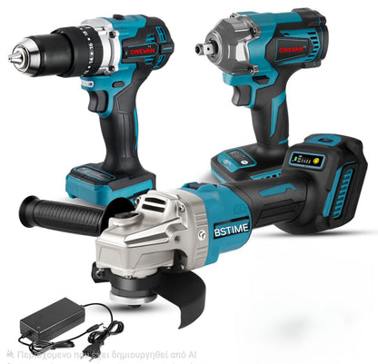 BISUTIME COMBI KIT 3 εργαλεία 2 μπαταρίες λιθίου 68 βολτ 8 αμπέρ φορτιστής και βαλίτσα αποθήκευσης!!!