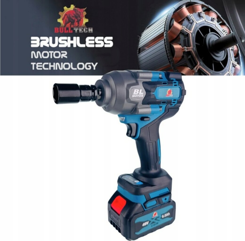 BULLTEK Μπουλονόκλειδο 60V Brushless 1200 N.m με 2 Μπαταρίες 8Ah