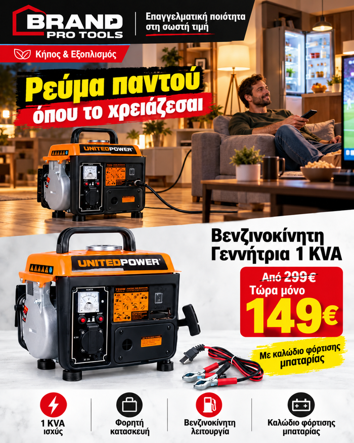 UNITEDPOWER GG950 – Φορητή Γεννήτρια Βενζίνης 2stroke
